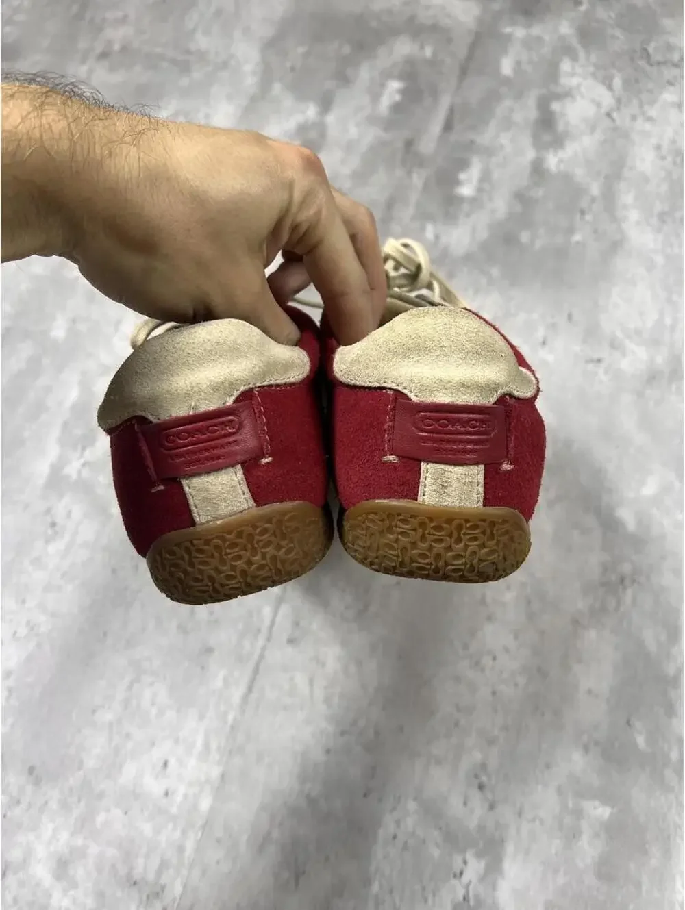 Coach Serena Sneakers Red Suede Leather Gum Sole Women’s 9.5